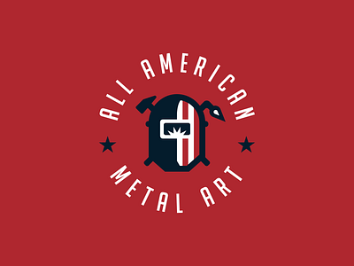 All American Metal Art america art brand branding icon identity logo logo design mask metal metal art stripes welding