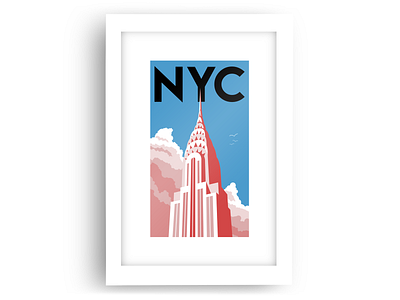 NYC chrysler tower city cty minimalism minimalist minimalist poster new york new york city poster travel poster vector art vintage