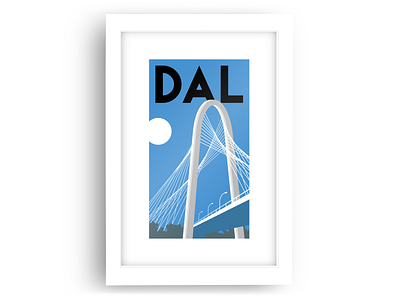 DAL arch blue bridge dallas dallas cowboys margaret hunt hill bridge poster texas travel poster vector vector art