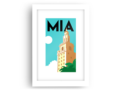 MIA clouds florida freedom freedom tower illustration mia miami minimal minimalism minimalist poster tower travel poster vector vector art