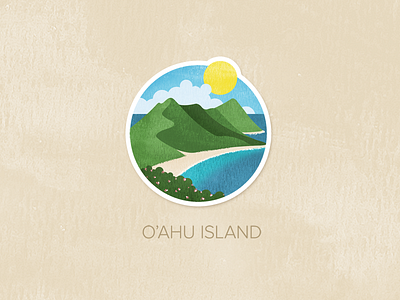 Day Ten: O'ahu Island badge icon illustration painted pin textured watercolour