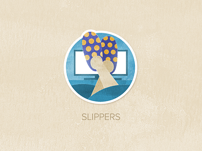 Day Sixteen: Slippers badge icon illustration painted pin textured watercolour