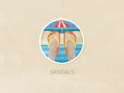 Day Eighteen: Sandals badge icon illustration painted pin textured watercolour