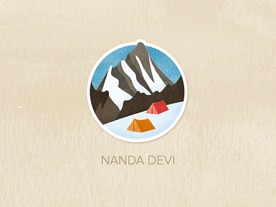 Day Twenty: Nanda Devi badge icon illustration painted pin textured watercolour
