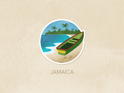 Day Twenty-One: Jamaica badge icon illustration painted pin textured watercolour