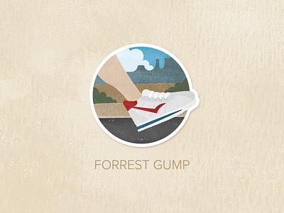 Day Twenty-Three: Forrest Gump badge icon illustration painted pin textured watercolour