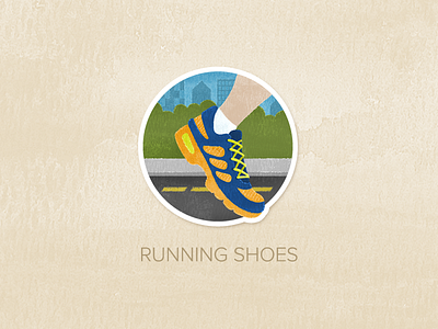Day Twenty-Five: Running Shoes badge icon illustration painted pin textured watercolour