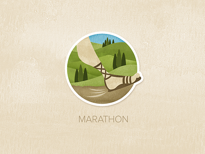 Day Twenty-Seven: Marathon badge icon illustration painted pin textured watercolour
