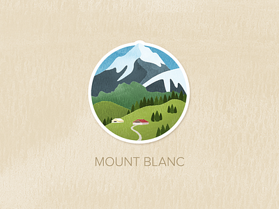 Day Twenty-Eight: Mont Blanc badge icon illustration painted pin textured watercolour