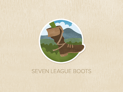 Day Thirty: Seven-League Boots badge icon illustration painted pin textured watercolour