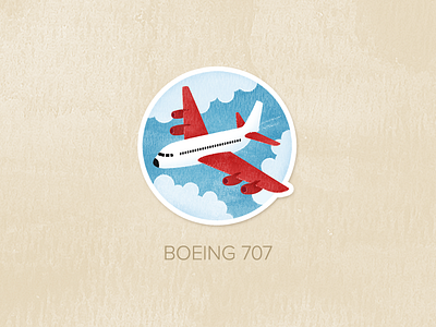 Day Thirty-One: Boeing 707 badge icon illustration painted pin textured watercolour