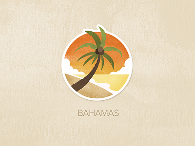 Day Thirty-Two: The Bahamas badge icon illustration painted pin textured watercolour