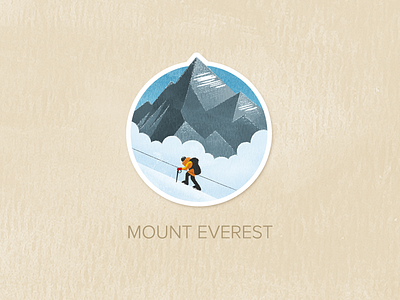 Day Thirty-Three: Mount Everest badge icon illustration painted pin textured watercolour
