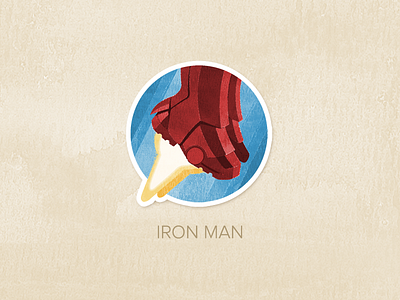 Day Thirty-Five: Iron Man badge icon illustration painted pin textured watercolour