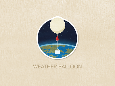 Day Thirty-Seven: Weather Balloon badge icon illustration painted pin textured watercolour
