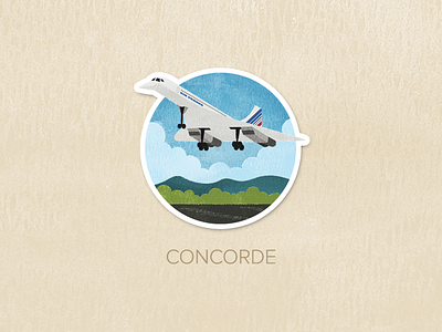 Day Thirty-Nine: Concorde badge icon illustration painted pin textured watercolour
