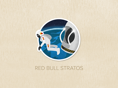 Day Forty: Red Bull Stratos badge icon illustration painted pin textured watercolour