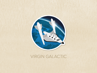 Day Forty-One: Virgin Galactic badge icon illustration painted pin textured watercolour