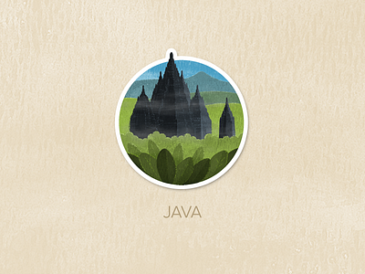 Day Forty-Four: Java badge icon illustration painted pin textured watercolour