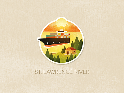 Day Forty-Five: St. Lawrence River badge icon illustration painted pin textured watercolour