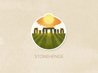 Day Forty-Six: Stonehenge badge icon illustration painted pin textured watercolour
