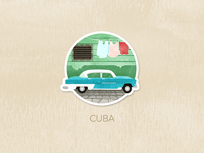 Day Forty-Seven: Cuba badge icon illustration painted pin textured watercolour