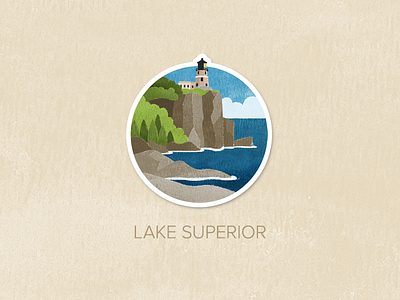 Day Forty-Eight: Lake Superior badge icon illustration painted pin textured watercolour