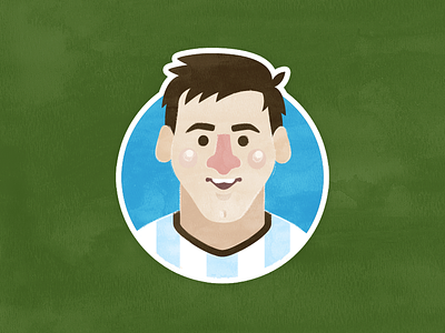 Messi badge caricature cartoon cute football icon illustration painted soccer
