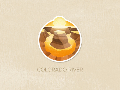 Day Fifty-One: Colorado River badge icon illustration painted pin textured watercolour