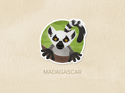 Day Fifty-Six: Madagascar badge icon illustration painted pin textured watercolour