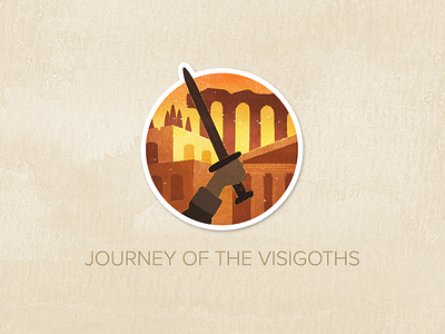 Day Fifty-Eight: Journey of the Visigoths badge icon illustration painted pin textured watercolour