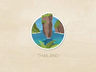 Day Fifty-Nine: Thailand badge icon illustration painted pin textured watercolour