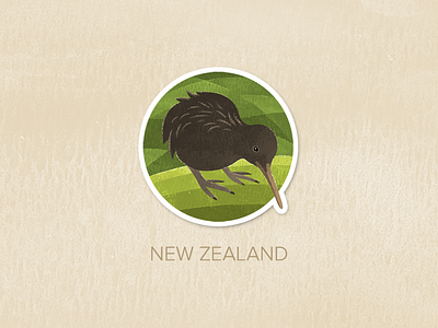 Day Sixty: New Zealand badge icon illustration painted pin textured watercolour