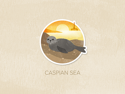 Day Sixty-One: Caspian Sea badge icon illustration painted pin textured watercolour