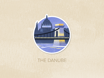 Day Sixty-Two: The Danube badge icon illustration painted pin textured watercolour