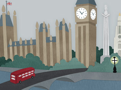 London illustration retro textured