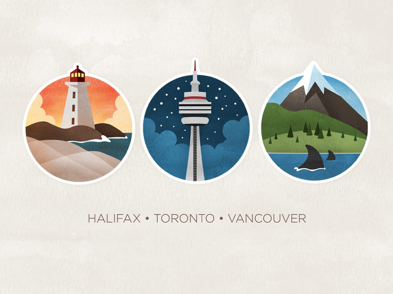 Canada illustration watercolour textured icons