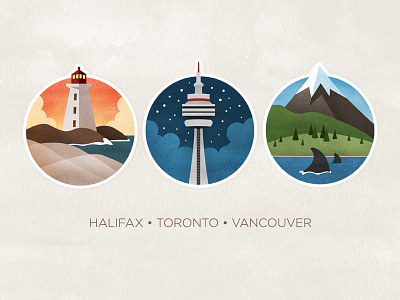 Canada icons illustration textured watercolour
