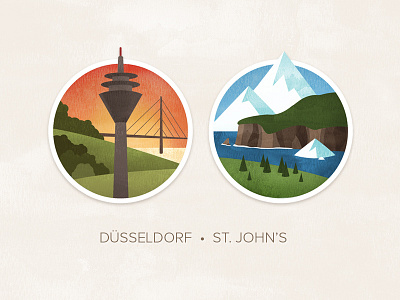 Düsseldorf & St. John's badge icon illustration texture