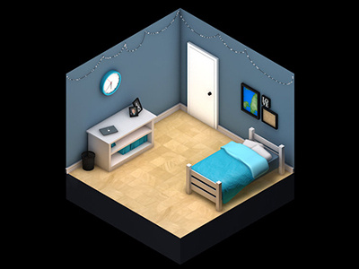 Orthographic Room 3d cinema4d teal