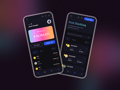 PlanetCrypton - The Best Stacking Crypto App app blockchain crypto cryptocurrency dark landing page mobile design trade ui ux web design