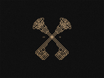 Keys - black version art deco brand branding gold keys logotype muralnoir or