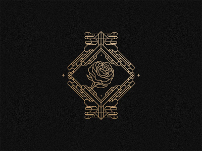 Rose Black Version art deco brand branding geometric gold keys logo logotype muralnoir or