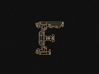 Letter F alphabet architecture art deco brand branding geometric gold logo logotype muralnoir pattern typography