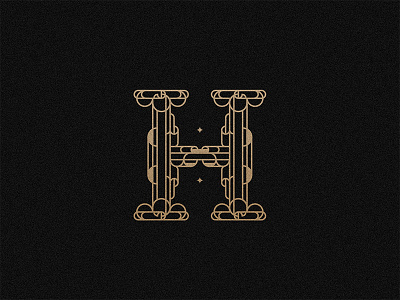 Letter H alphabet architecture art deco branding geometric gold logo logotype muralnoir or pattern typography