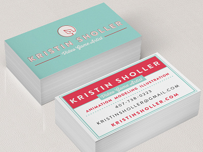Kristin Sholler Business Cards business card freelance illustration retro typography video game artist