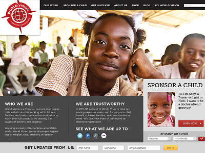 World Vision Home Page humanitarian non profit web design world vision