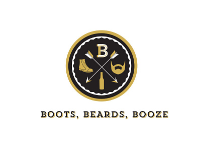 3B Guild Logo 3b guild arrows badge beards black gold boots booze hipster logo