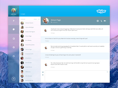 Skype Redesign app chat desktop flat message osx player skype ui ux