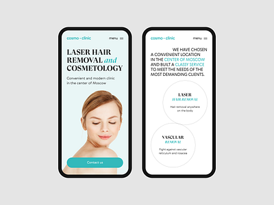 Cosmo Clinic clinic cosmetology hair removal laser hair removal madeontilda mibile minimal mobile design ui webdesign